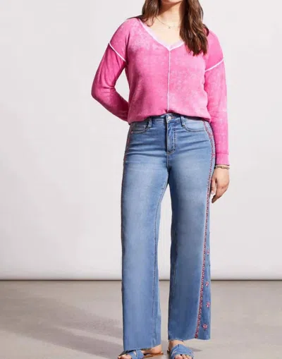 Tribal Brooke High Rise Embroidered Jeans In Blue Lotus In Multi