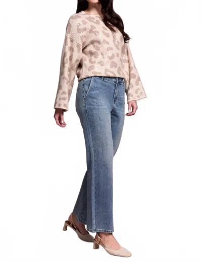 Tribal Brooke High Rise Super Straight Rhinestone Jeans In Jewelblue In Blue