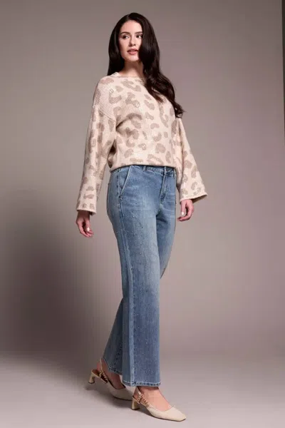 Tribal Brooke High Rise Super Straight Rhinestone Jeans In Jewelblue In Multi