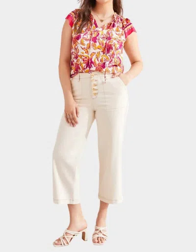 Tribal Brooke High Rise Wide Leg Jean In Ecru In White