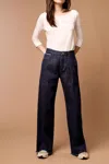 Tribal Blue Thread Brooke Hugging Wide Trouser Jeans In Rinse Dark