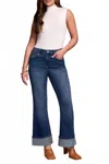 Tribal Brooke Palazzo Jeans With Cuffs In Antique Blue In Blue