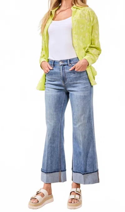 Tribal Brooke Palazzo Tapered Wide Leg Jeans In Blue
