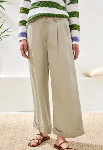 Tribal Brooke Pleated Wide Leg Pants With Cuffs In Cactus Clay In Neutral