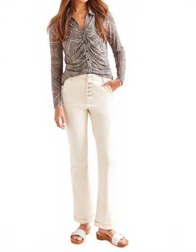 Tribal Brooke Shank Button Fly Micro Flare Jeans In Ecru In Neutral