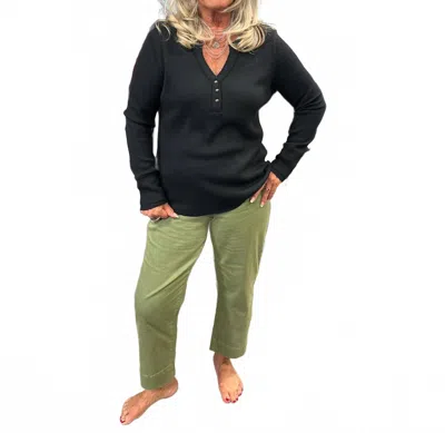 Tribal Brushed Henley Top In Black In Animal Print