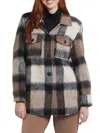 Tribal Brushed Plaid Shacket In Camel