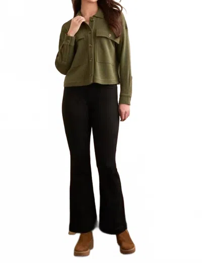 Tribal Brushed Waffle Knit Shacket In Heather Spruce In Green