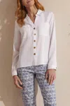 TRIBAL BUTTON DOWN BLOUSE IN WHITE