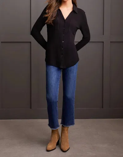 Tribal Button Down Knit Shirt In Black