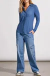 Tribal Button Down Knit Shirt In Blue Jay (2448) In Multi