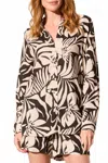 Tribal Button Front Blouse In Black In Multi