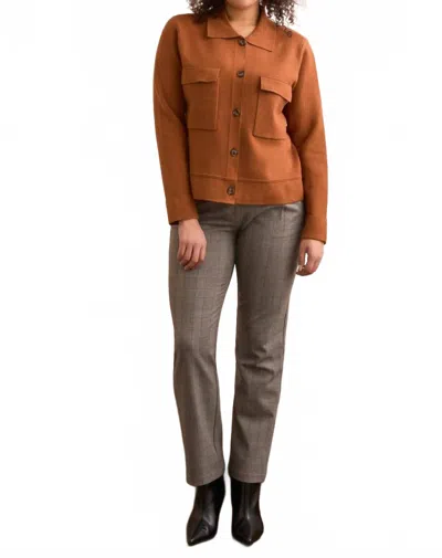 Tribal Button Front Cardigan In Bran In Brown