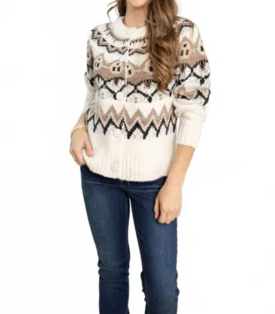 Tribal Button Front Cardigan In Moonstone In Pink