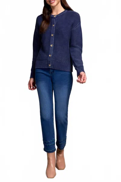 Tribal Button-front Cardigan In Nightfall - Dark Blue