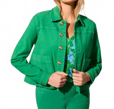 Tribal Button Front Jacket With Horn Buttons In Kelly In Green