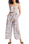 Tribal Button Front Jumpsuit In Caramel In Brown
