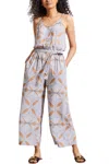 Tribal Button Front Jumpsuit In Caramel In Multi