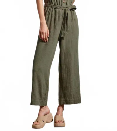 Tribal Button Front Jumpsuit In Fern Green