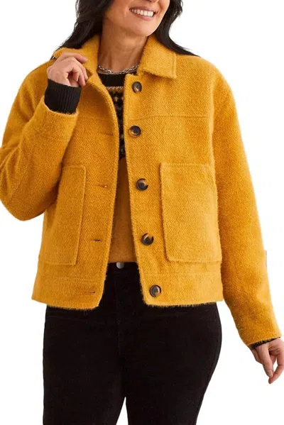 Tribal Button Front Lined Jacket In Marigold In Yellow
