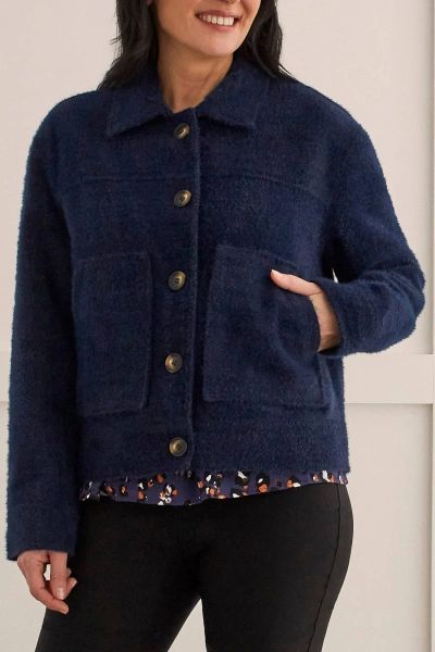 Tribal Button Front Lined Jacket In Sapphire In Blue