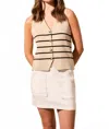 Tribal Sweater Vest With Horn Buttons In Oatmeal And Black Color Combo In Neutral