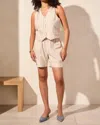 Tribal Button Front Vest In Safari