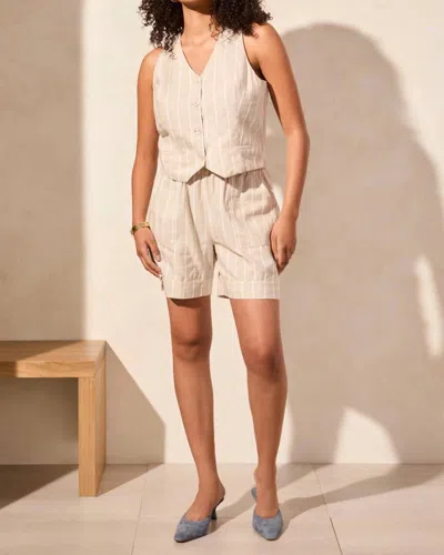 Tribal Button Front Vest In Safari In Multi