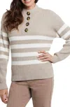 Tribal Button Mock Sweater In Mocha In Brown