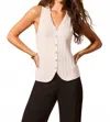Tribal Button-up Sweater Vest With Wood Buttons In White