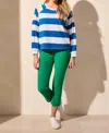 Tribal Cabana Stripe Slub Knit Balloon Sleeve In Riviera