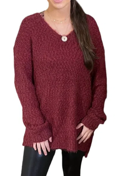 Tribal Cabernet Chunky Sweater In Burgundy