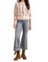 Tribal Cable-knit 3/4 Sleeve Mock Neck Sweater In Moonstone In Pink