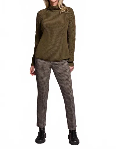 Tribal Cable Knit Mock Neck Sweater In Ivy In Multi