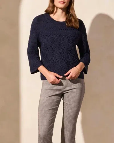 Tribal Cable Knit Sweater In Jet Blue