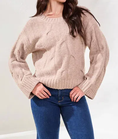 Tribal Cable-knit Textured Crewneck Sweater In H Almond In Pink