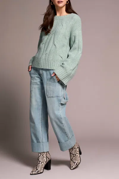 Tribal Cable-knit Textured Crewneck Sweater In H Silverpine-3276 In Green