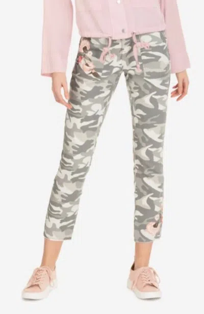 Tribal Camo Embroidered Pants In Army Green In Multi