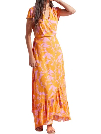 Tribal Canary Printed Maxi Dress In Orange