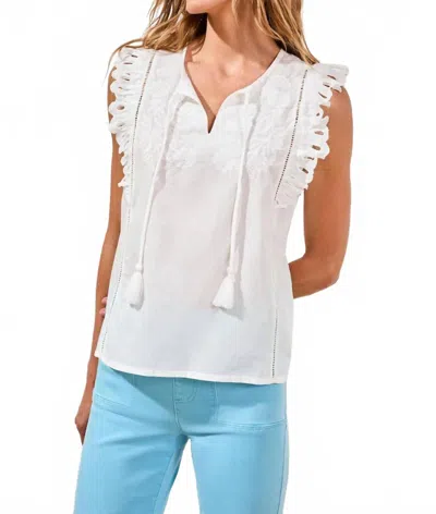 Tribal Cap Frill Sleeve Poplin Blouse In Oceanpearl In White