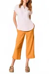 Tribal Cap Sleeve 5 Button Bodice Pullover Blouse In White In White