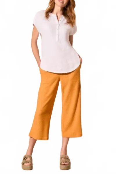 Tribal Cap Sleeve 5 Button Bodice Pullover Blouse In White In Pink