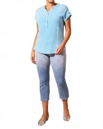 Tribal Cap Sleeve Blouse In Sailboat In Blue