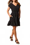 Tribal Cap Sleeve Mini Dress In Black In White