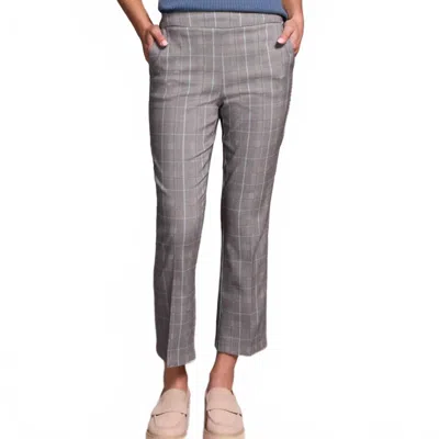 Tribal Plaid Bengaline Stretch Pull-on Kickflare Pants In Mist Blue In Multi