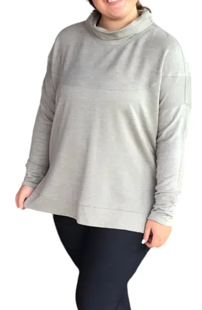 Tribal Cassie Funnel Drop Shoulder Sweater In Grey In Gray