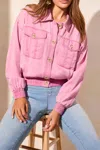 Tribal Twill Button-up Wash Effect Jacket In W Orchid Sky In Pink