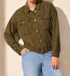 Tribal Casual Lyocell Jacket With Elastic Waist In Olive In Green