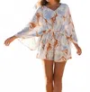 Tribal Cayman Tie Back Romper In Multi In White