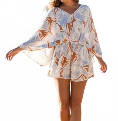Tribal Cayman Tie Back Romper In Multi In White